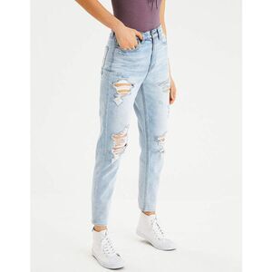 American Eagle NWD Highest Rise Mom Jean Size 16 Denim Distressed Stretch